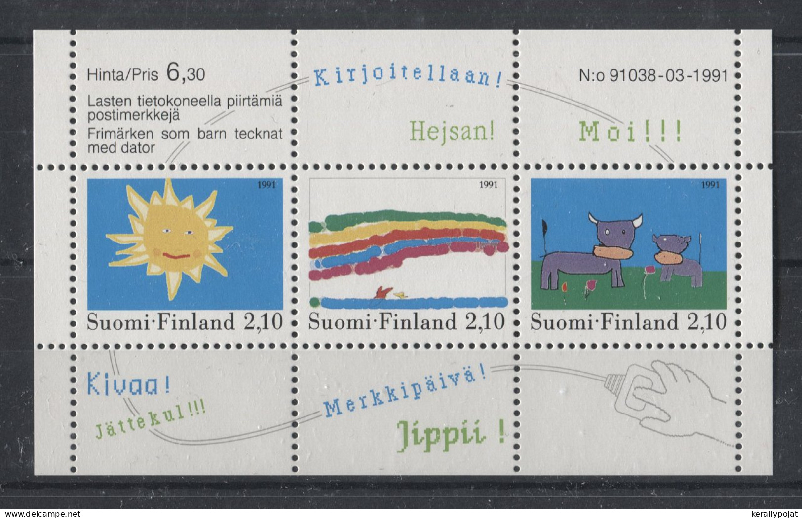 Finland - 1991 Children's Drawings Block MNH__(TH-4564) - Blocks & Kleinbögen