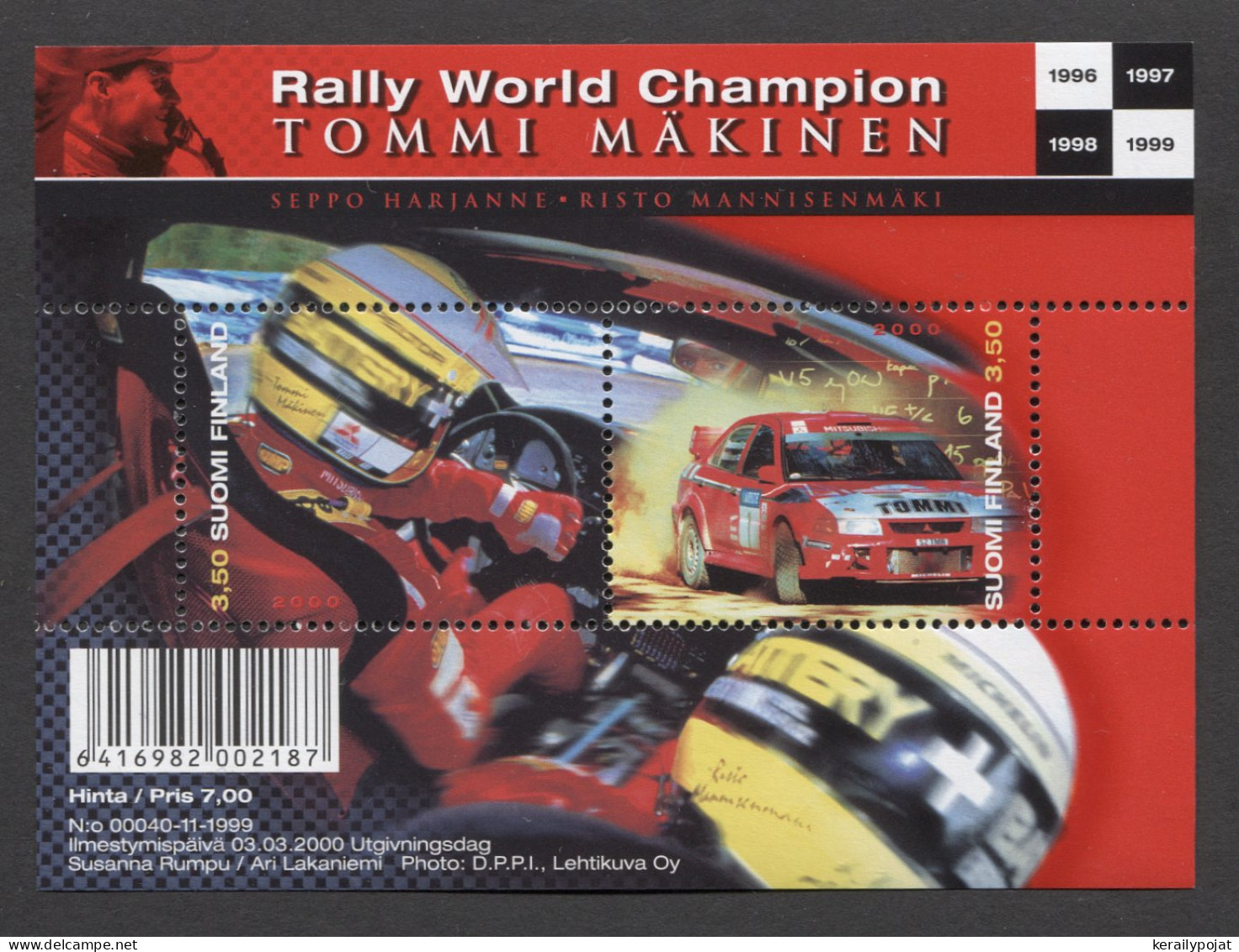 Finland - 2000 World Rally Championship Block MNH__(TH-8149) - Blocks & Kleinbögen