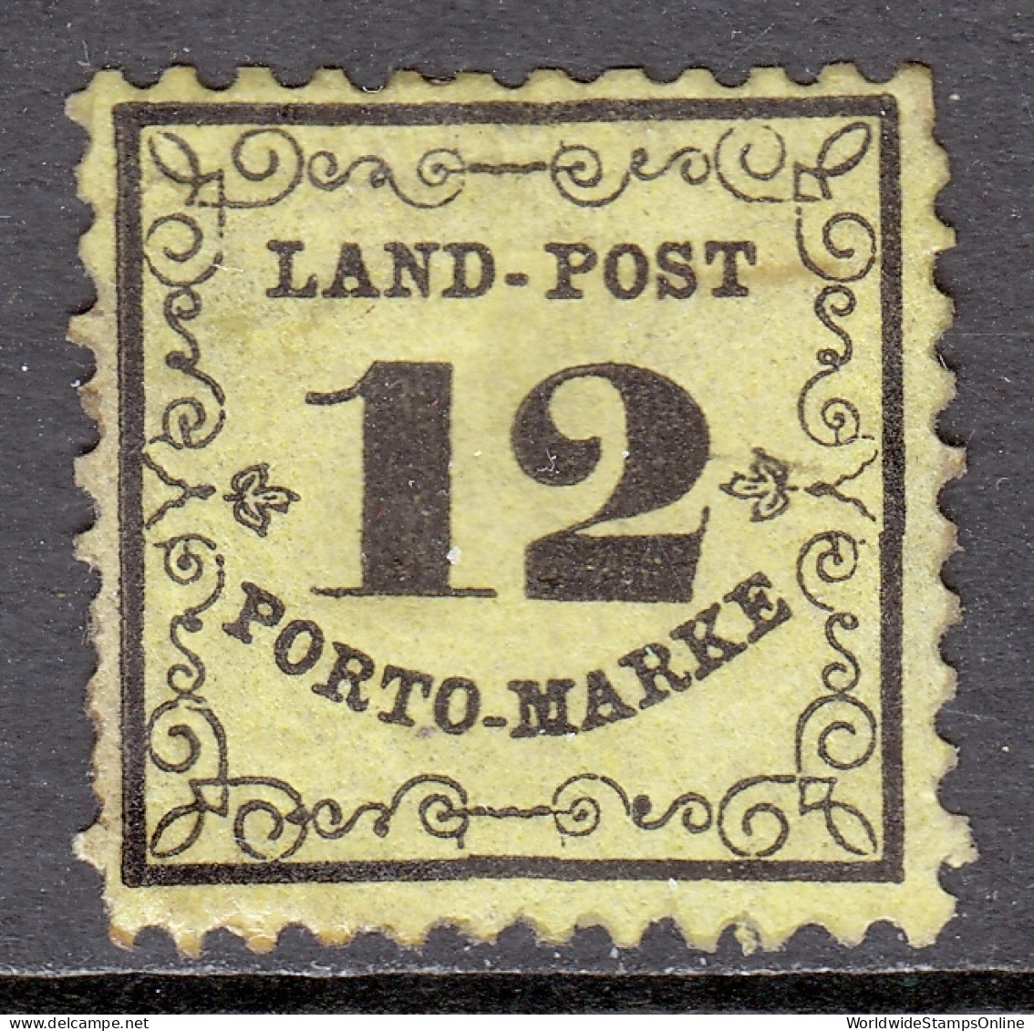 German States (Baden) - Scott #LJ3 - MH - Toning, Pulled Perfs - SCV $35 - Nuovi