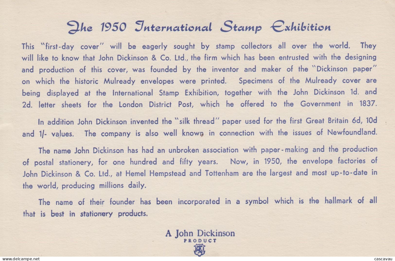 Enveloppe  GRANDE  BRETAGNE    Exposition  Philatélique   Internationale    LONDRES  1950 - ....-1951 Pre Elizabeth II