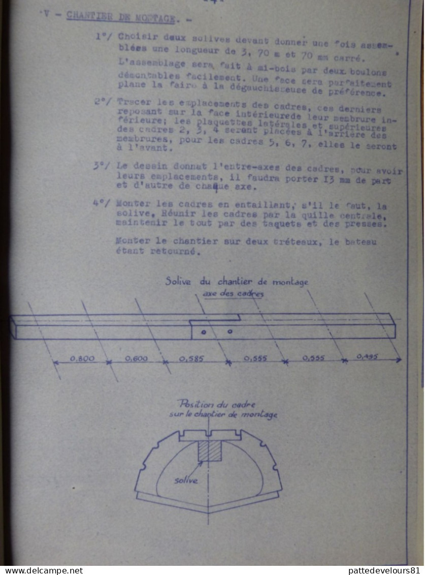 Notice De Construction D'un KAYAK Biplace Rigide De Tourisme (Type Kayak Henri COPIER) Descritif + Croquis (8 Scans) - Andere Plannen