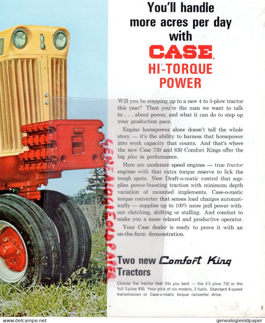 ETATS UNIS-RACINE WISCONSIN- RARE CATALOGUE J. CASE COMPANY-AGRICULTURE TRACTEUR  CASE TRACTOR 730-830 - Stati Uniti