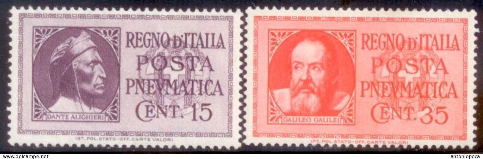 ITALIA REGNO 1933, POSTA PNEUMATICA DANTE E GALILEO MLH - Pneumatische Post