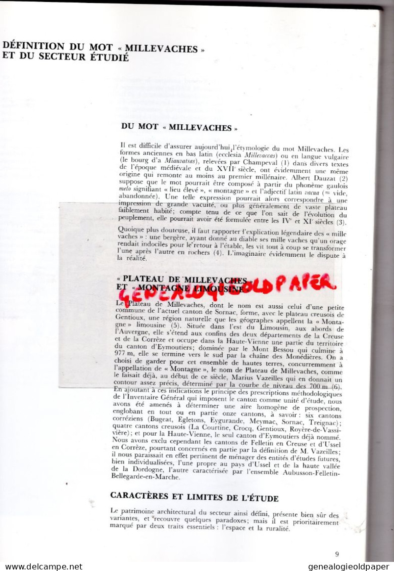 19-MILLEVACHES EN LIMOUSIN- CAHIER INVENTAIRE- PATRIMOINE LIMOUSIN- JACQUES CHIRAC-J.C. GROUSSARD-ROBINNE-VALADAS-LINTZ