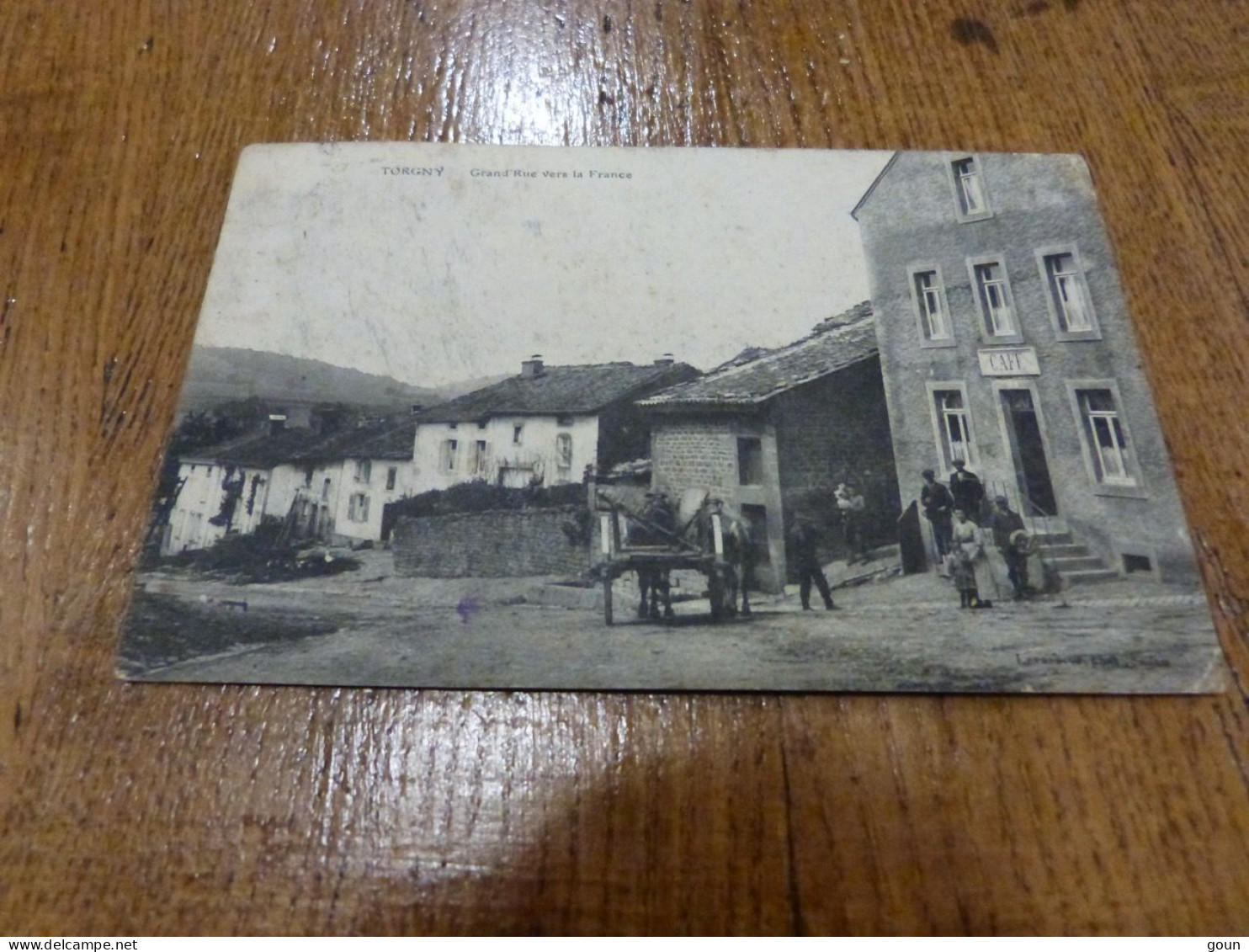 Cpa Rouvroy Torgny Grand'Rue Vers La France Attelage - Café  - Cachet Marophilie Militârische Uberwachingsstelle - Rouvroy