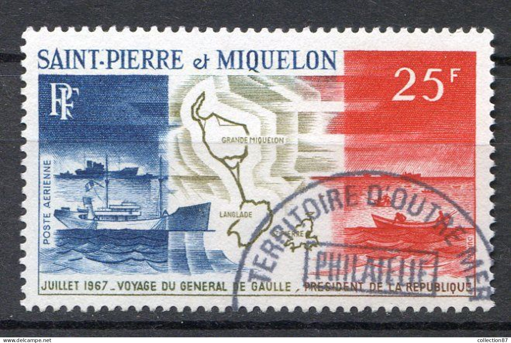 Réf 55 CL2 < -- SAINT PIERRE Et MIQUELON < Yvert PA N° 38 Ø < Oblitéré Ø Used - Used Stamps