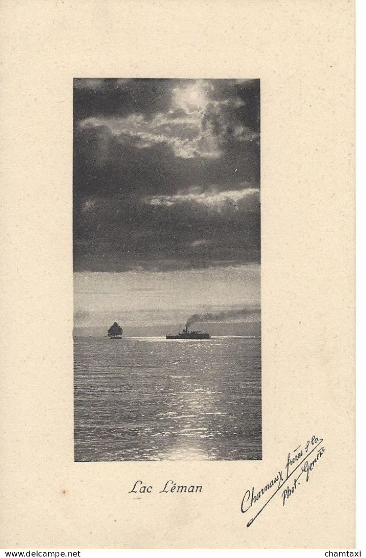 LAC LEMAN BATEAU EFFECTUANT LA TRAVERSEE DU LAC Editeur CHARNAUX FRERES 62570 - Avers