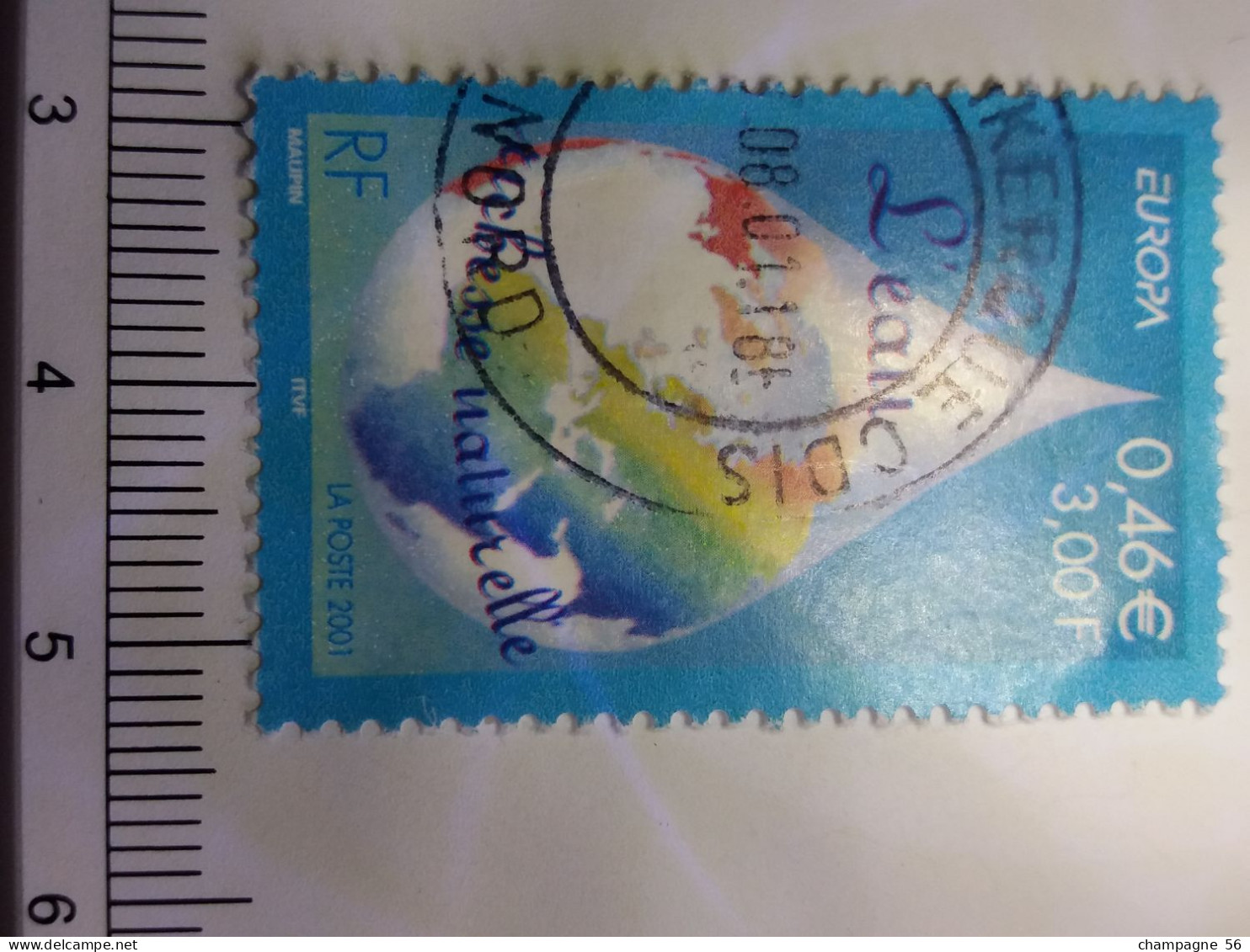 VARIETES FRANCE EUROPA 2001 N° 3388 DOUBLE FRAPPE COULEUR OBLITEREE ? . 08 . 01 - Usados