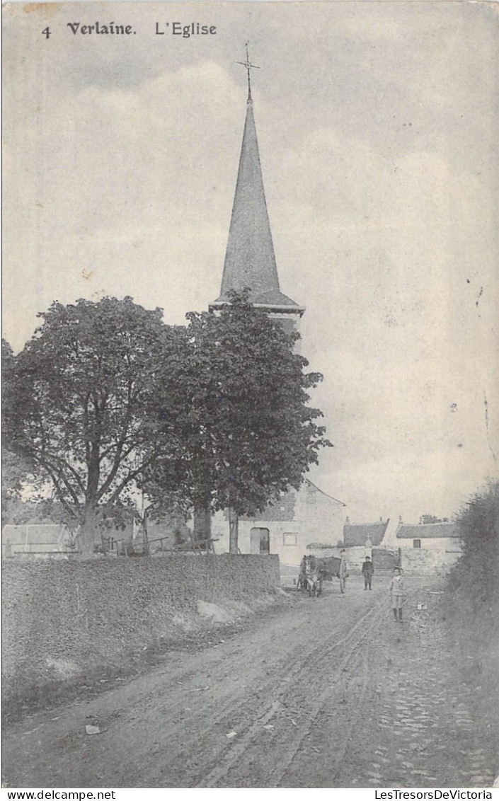 Belgique - Verlaine - L'église - Edit. Laflotte - Animé - Attelage - Clocher - Carte Postale Ancienne - Hoei