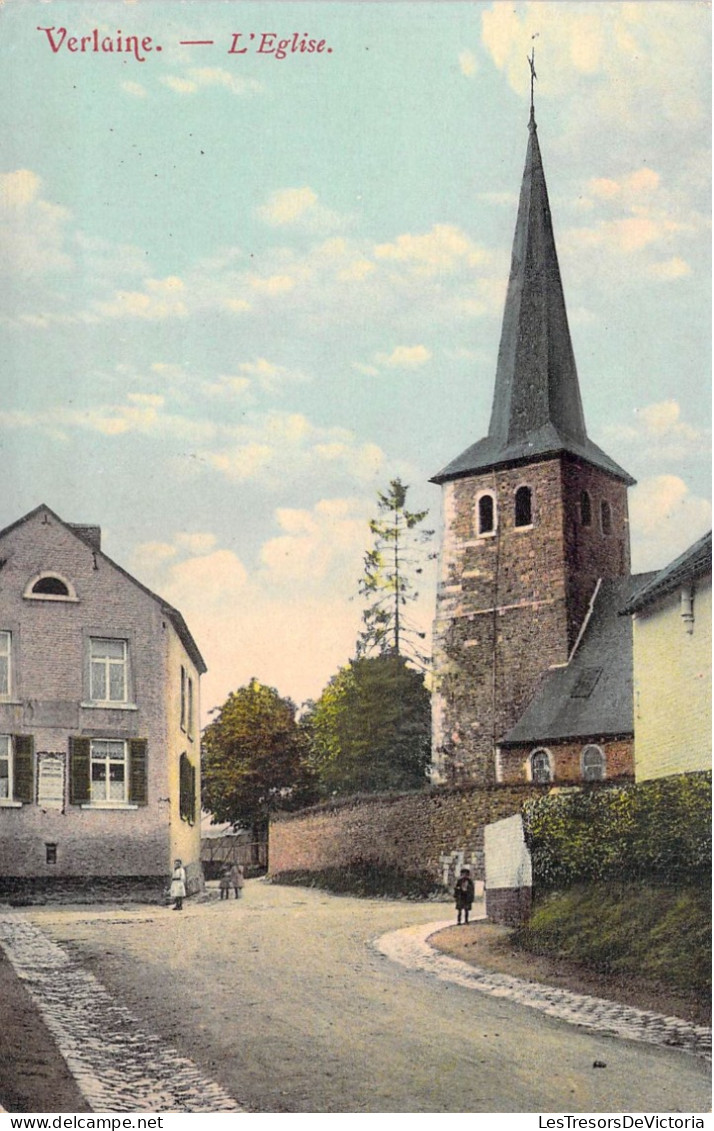 Belgique - Verlaine - L'église - Colorisé - Edit. E. Lemye - Animé - Colorisé - Carte Postale Ancienne - Hoei