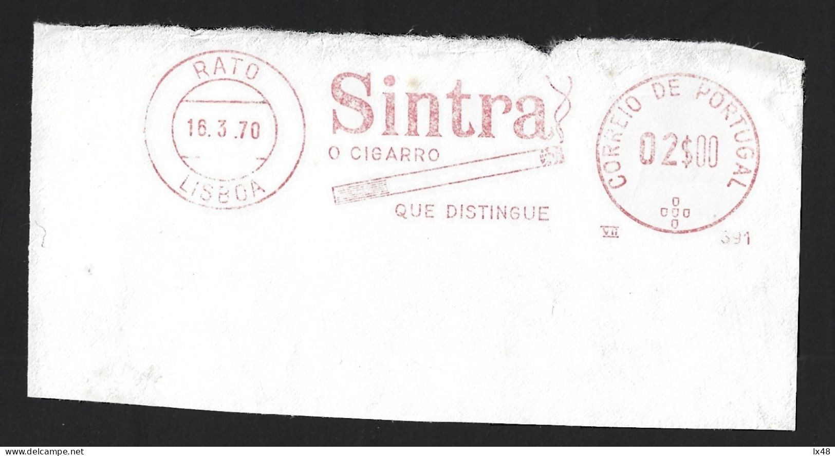 'Sintra' Brand Tobacco Cigarette. Banner On Sintra Tobacco, In 1970. The Cigarette That Distinguishes. Cigarro Sintra - Tabak