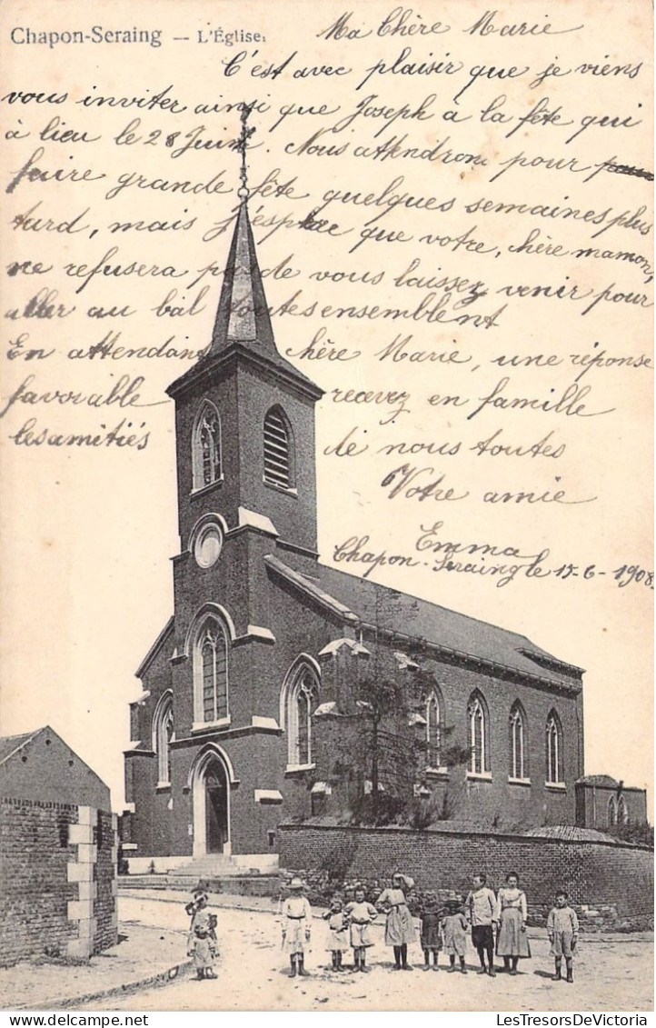 Belgique - Chapon - Seraing - L'église - Animé - Enfant - Clocher  - Carte Postale Ancienne - Seraing