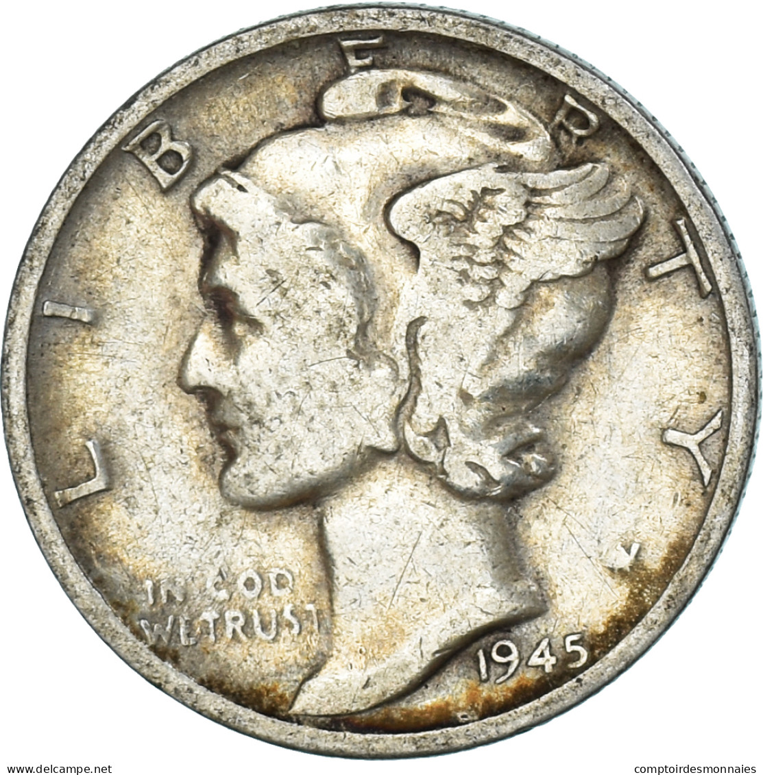 Monnaie, États-Unis, Dime, 1945 - 1916-1945: Mercury (kwik)