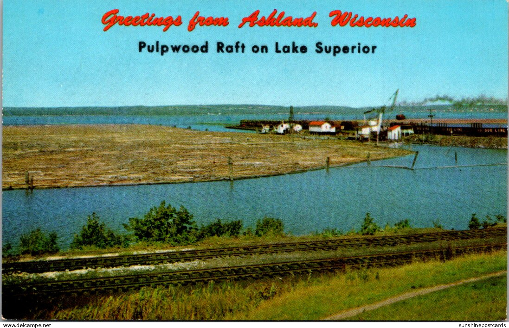 Greetings From Ashland Wisconsin With Pulpwood Raft On Lake Superior - Souvenir De...