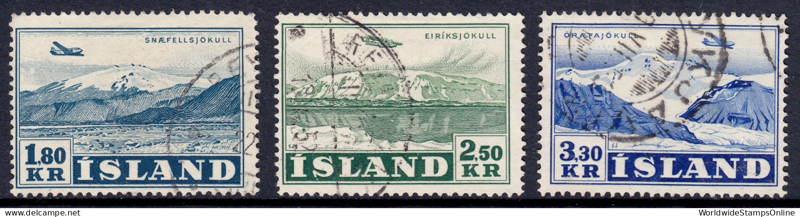 Iceland - Scott #C27-C29 - Used - Pencil On Reverse #C27 - SCV $27.90 - Poste Aérienne