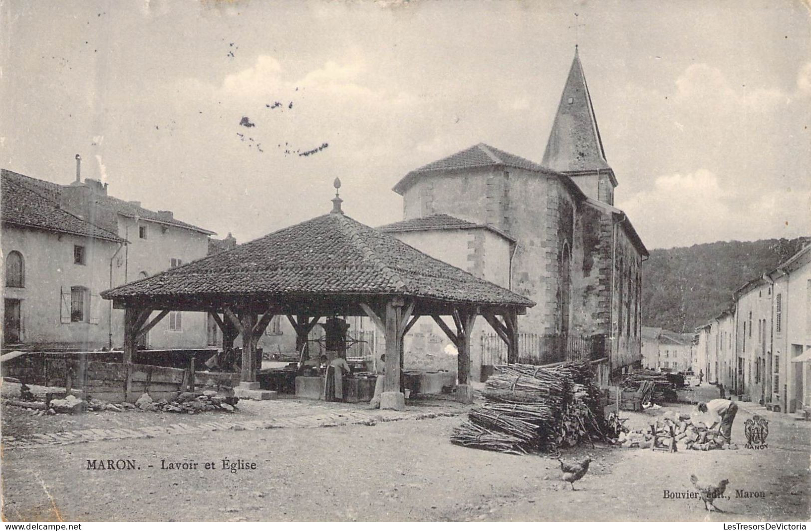 FRANCE - 54 - MARON - Lavoir Et Eglise - Edit Bouvier - Carte Postale Ancienne - Baccarat