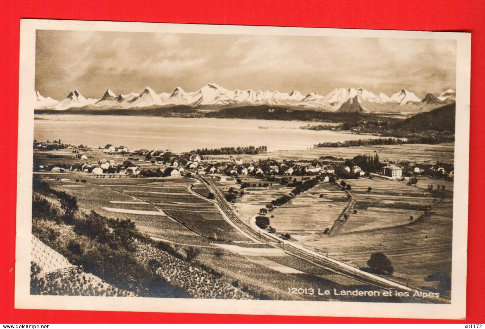 NOGU-01  Vue De Le Landeron Et Les Alpes. Circulé 1920 - Le Landeron