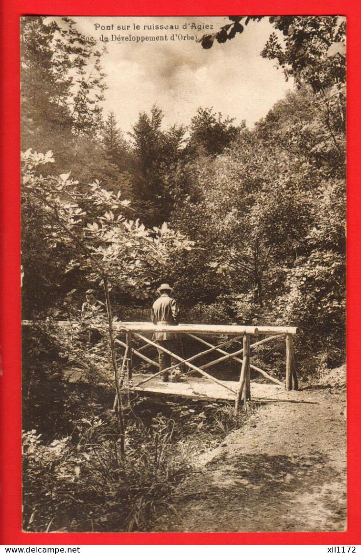 NOGU-04 RARE Pont Sur Le Ruisseau D'Agiez ANIME (Société De Développement D'Orbe). Deriaz 4260  Circ. 1918 - Giez