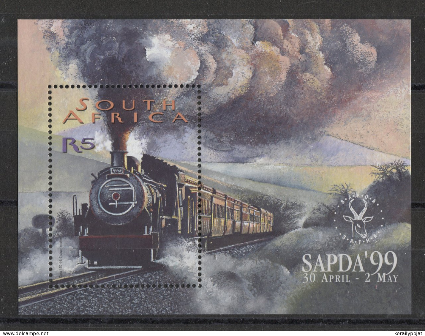 South Africa - 1999 Steam Locomotive 19D Block MNH__(TH-16149) - Blocks & Kleinbögen