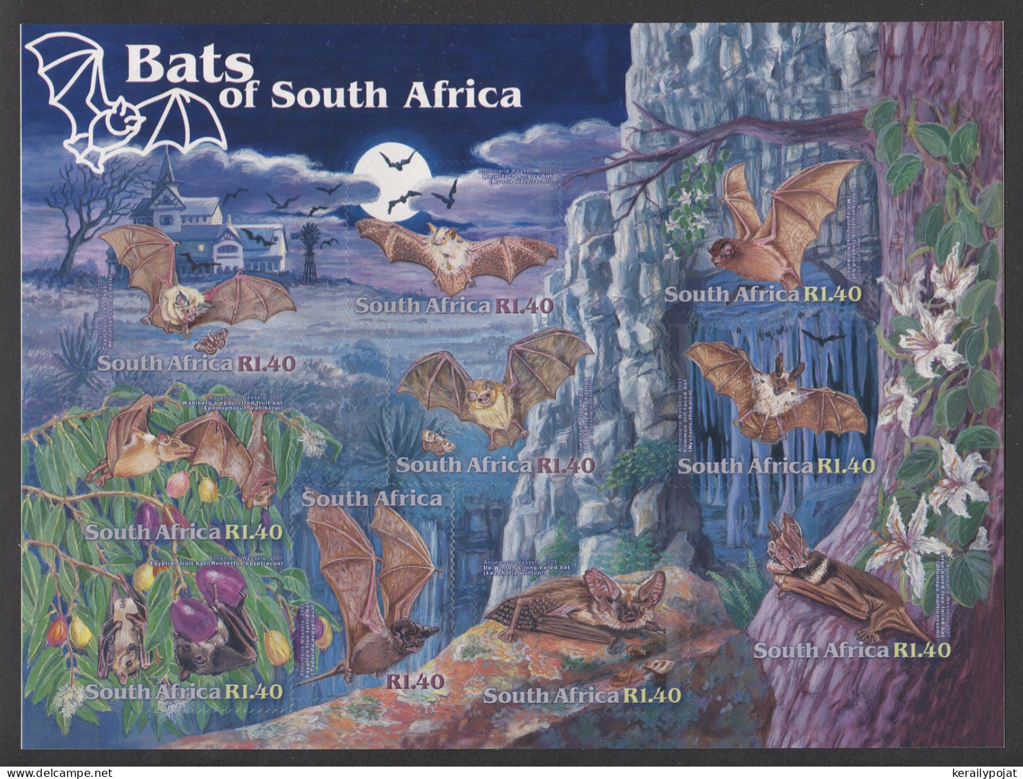 South Africa - 2001 Native Bats Sheet MNH__(THB-5151) - Neufs