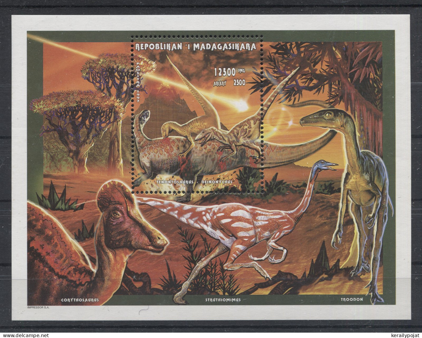 Zaire - 1998 Prehistoric Animals Block MNH__(TH-6526) - Nuevos