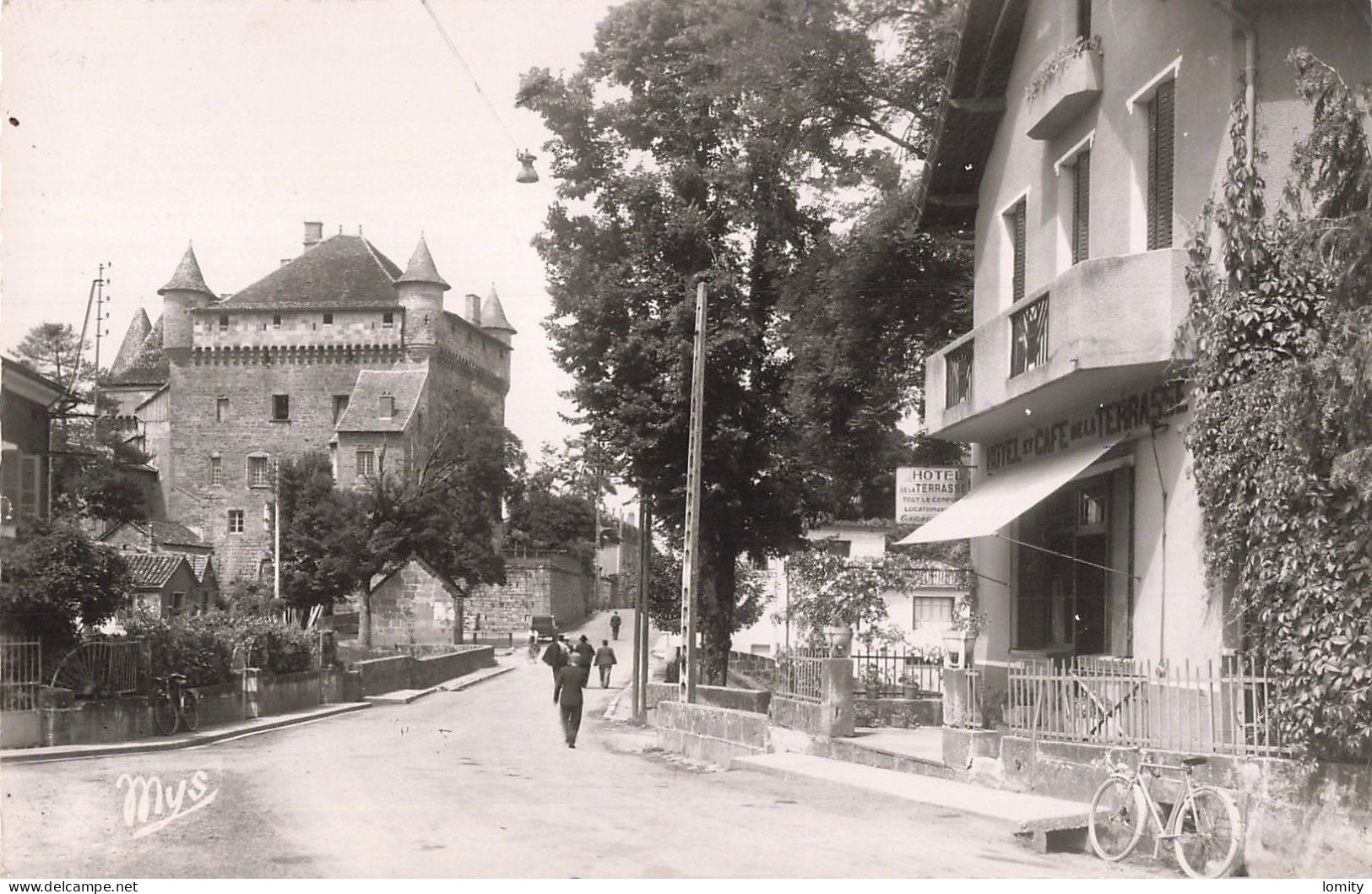 46 Lacapelle Marival Le Pont Le Chateau Et Hotel De La Terrasse CPSM PF Cachet 1954 - Lacapelle Marival