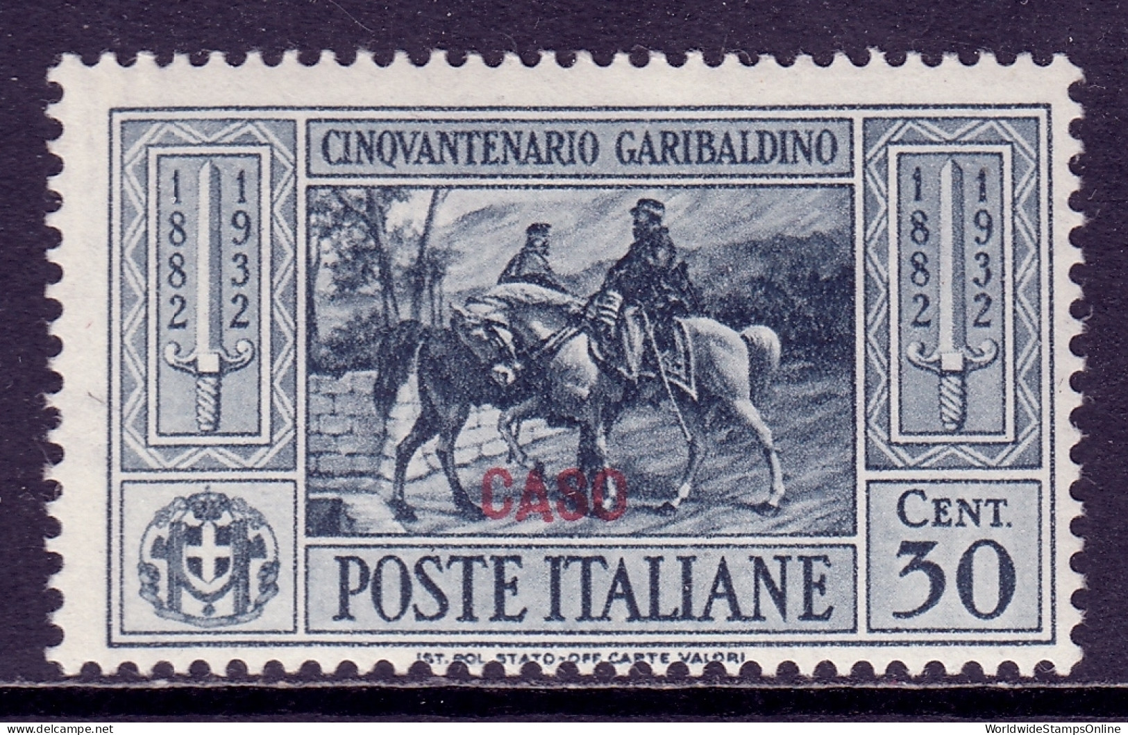 Italy (Caso) - Scott #20 - MH - Gum Bump - SCV $18 - Egée (Caso)