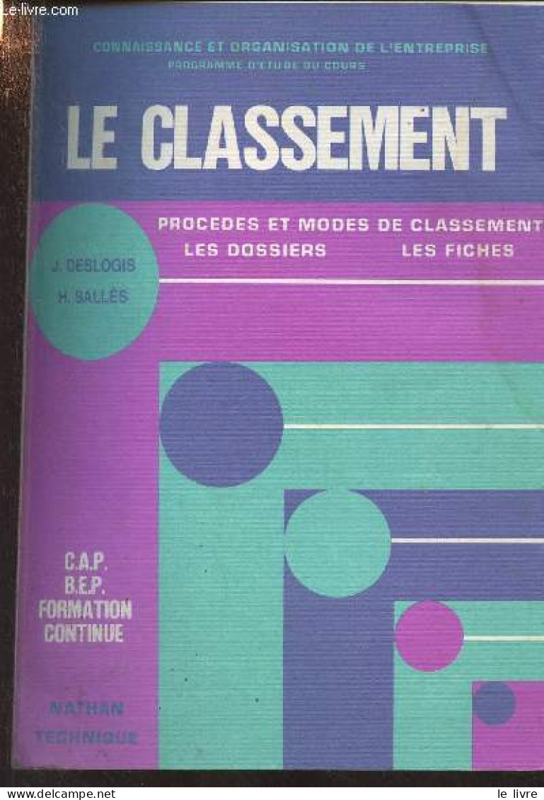 Le Classement - Procédés Et Modes De Classement, Les Dossiers, Les Fiches - CAP/BEP/Formation Continue - "Connaissance E - Management