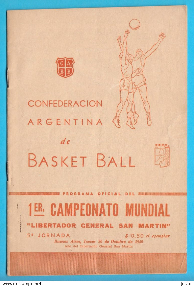 1950 FIBA World Basketball Championship (Argentina) Old Programme * Programm Programma Programa Pallacanestro Baloncesto - Boeken