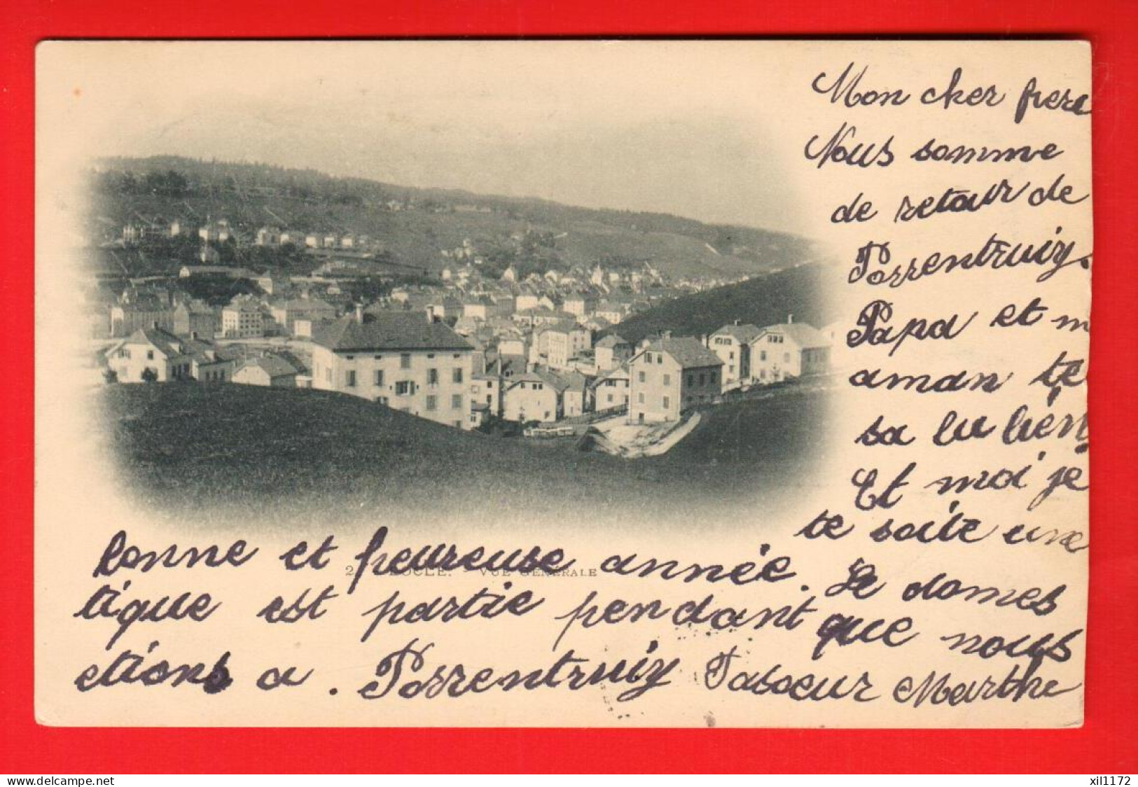 NOGU-38   Le Locle Vue Générale Dos Simple. Circulé 1900 Vers Schwyz - Le Locle