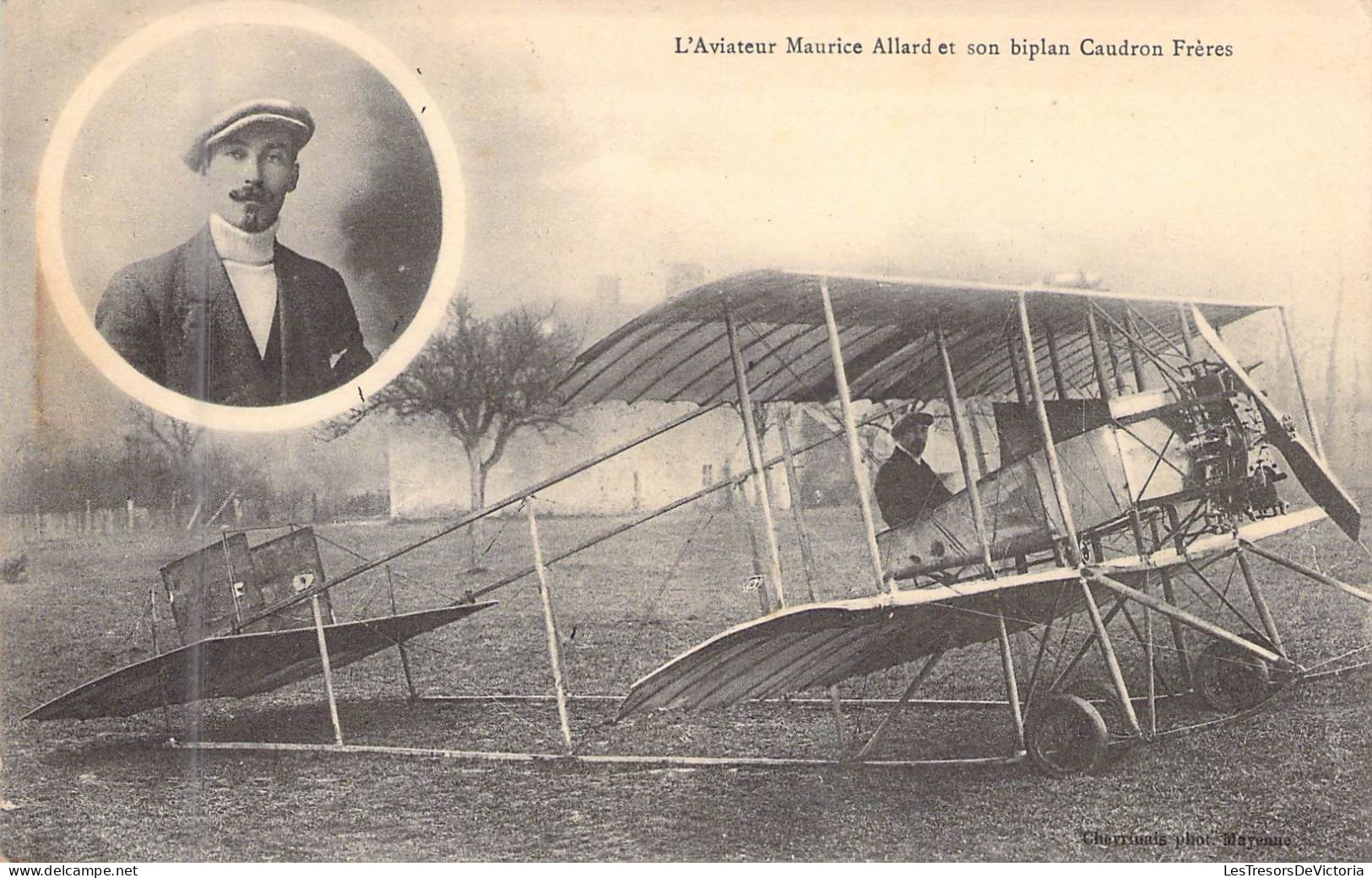 AVIATION - L'Aviateur Maurice Allard Et Son Biplan Caudron Frères - Carte Postale Ancienne - Aviatori