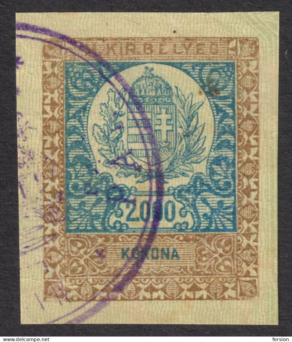 Hungary 1924 - PASSPORT Revenue Tax Stamp CUT - 2000 K Inflation - Steuermarken