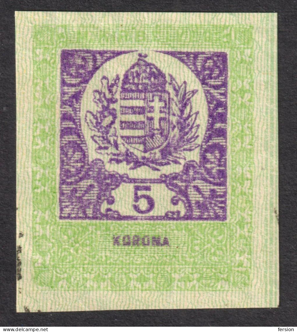 Hungary  1923 - PASSPORT Revenue Tax Stamp CUT - 5 K - Fiscali