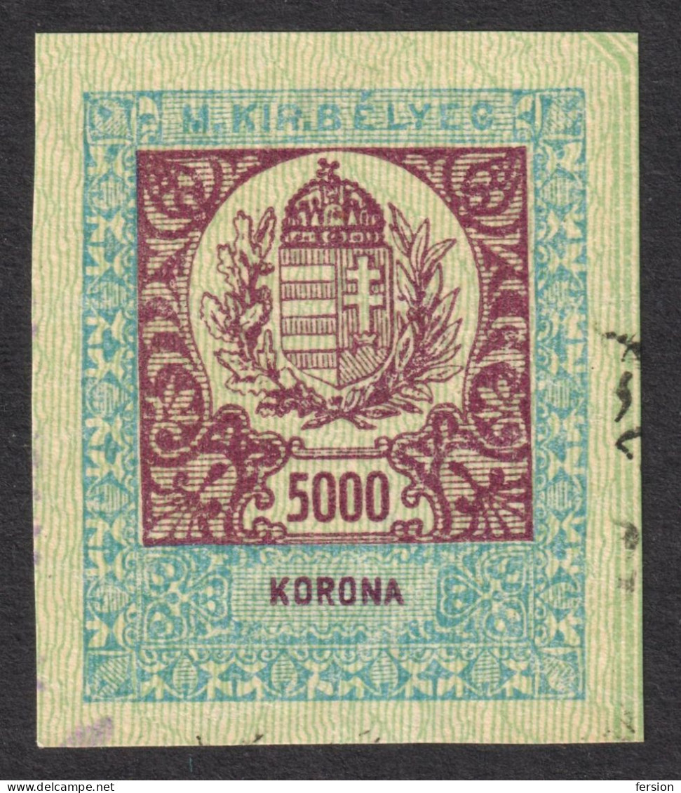 Hungary  1923 - PASSPORT Revenue Tax Stamp CUT - 5000 K - Inflation - Fiscale Zegels