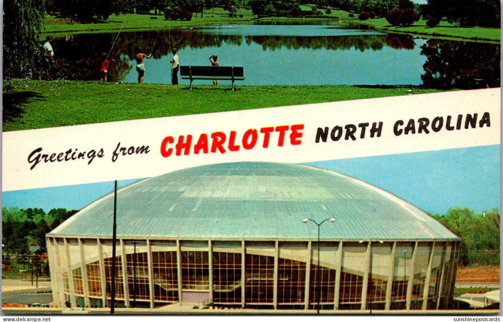 North Carolina Greetings From Charlotte Split View - Charlotte