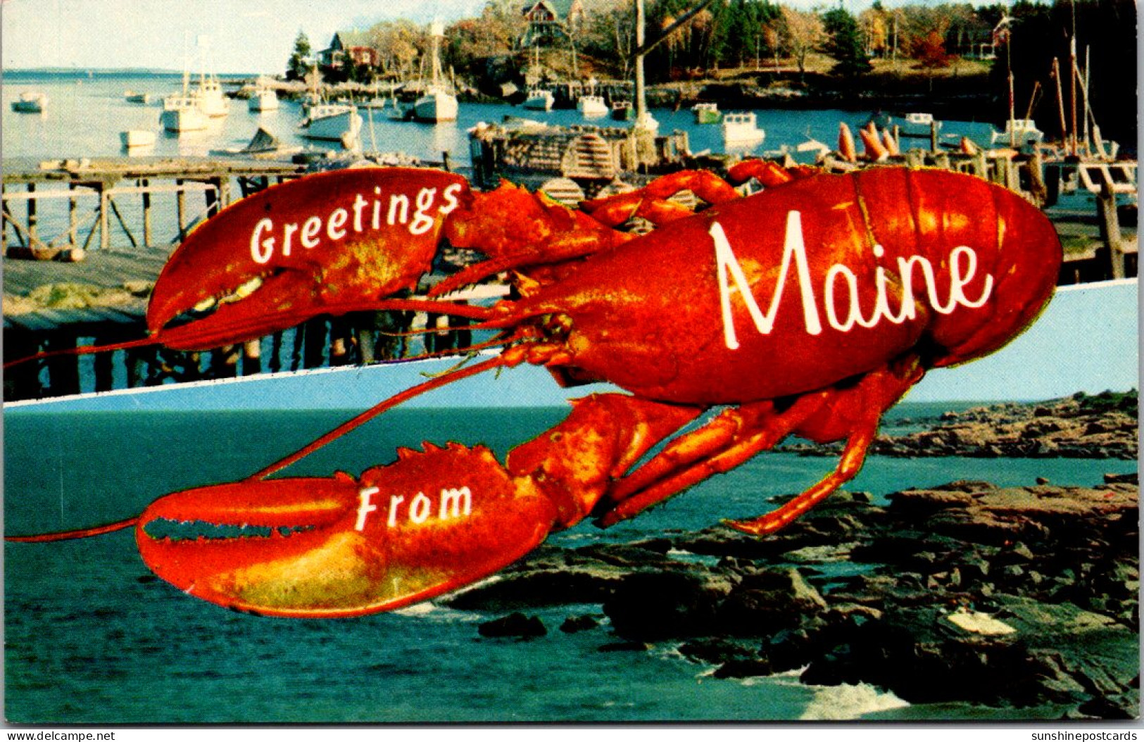 Greetings From Maine Giant Lobster And Multi View - Souvenir De...