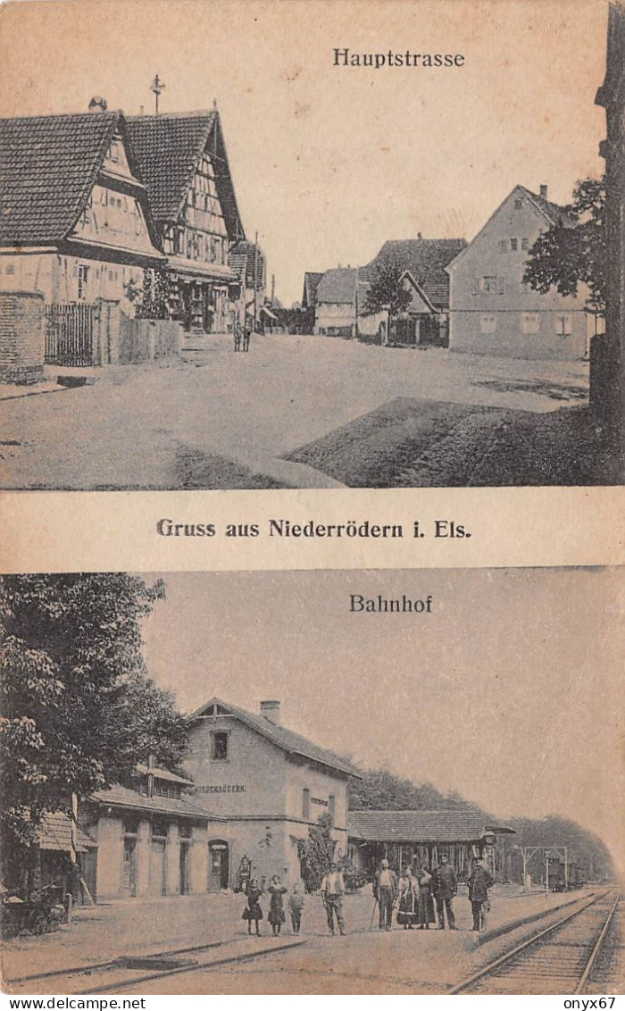 NIEDERRÖDERN-NIEDERROEDERN (67-Bas-Rhin) Gare-Bahnhof-Station-Quai-Voie Ferrée-Chemin Fer - CARTE 2 VUES - RARE - Other & Unclassified