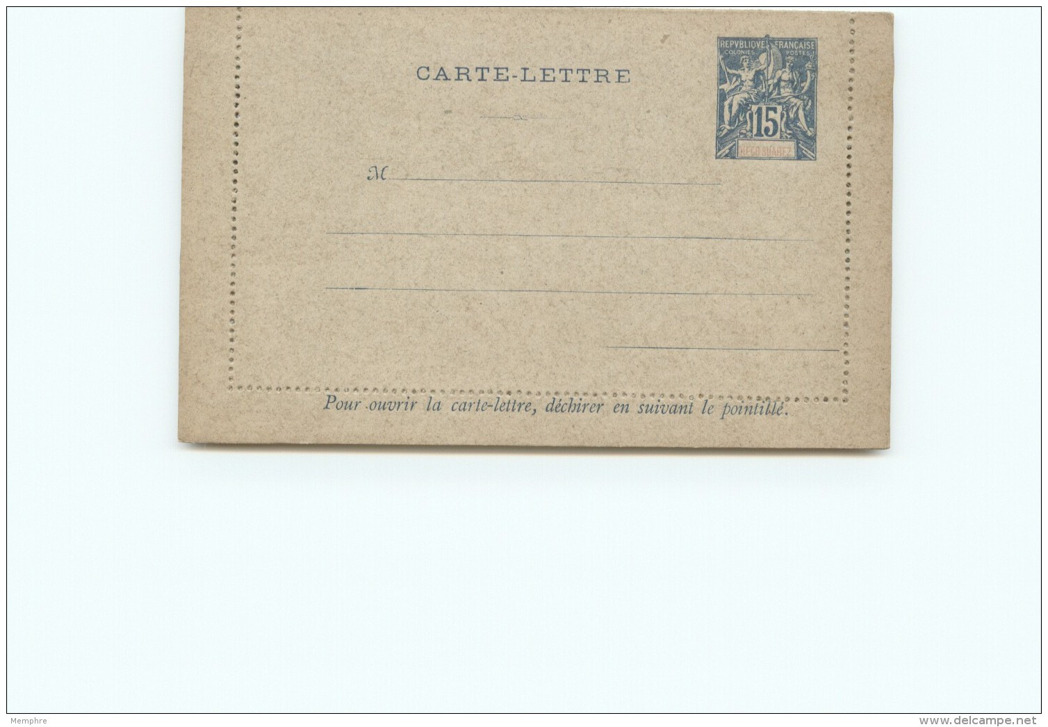 Entier Carte-lettre 15 Cent. Groupe  &laquo;DIEGO SUAREZ &raquo; Neuve - Covers & Documents