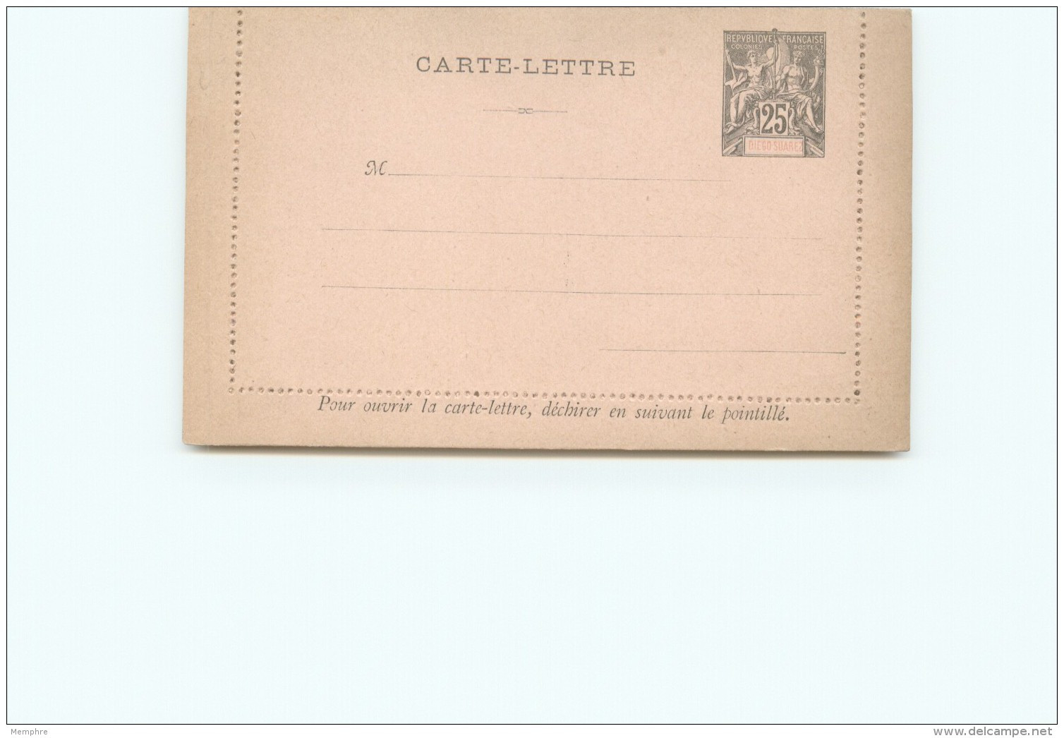 Entier Carte-lettre 25 Cent. Groupe  &laquo;DIEGO SUAREZ &raquo; Neuve - Covers & Documents