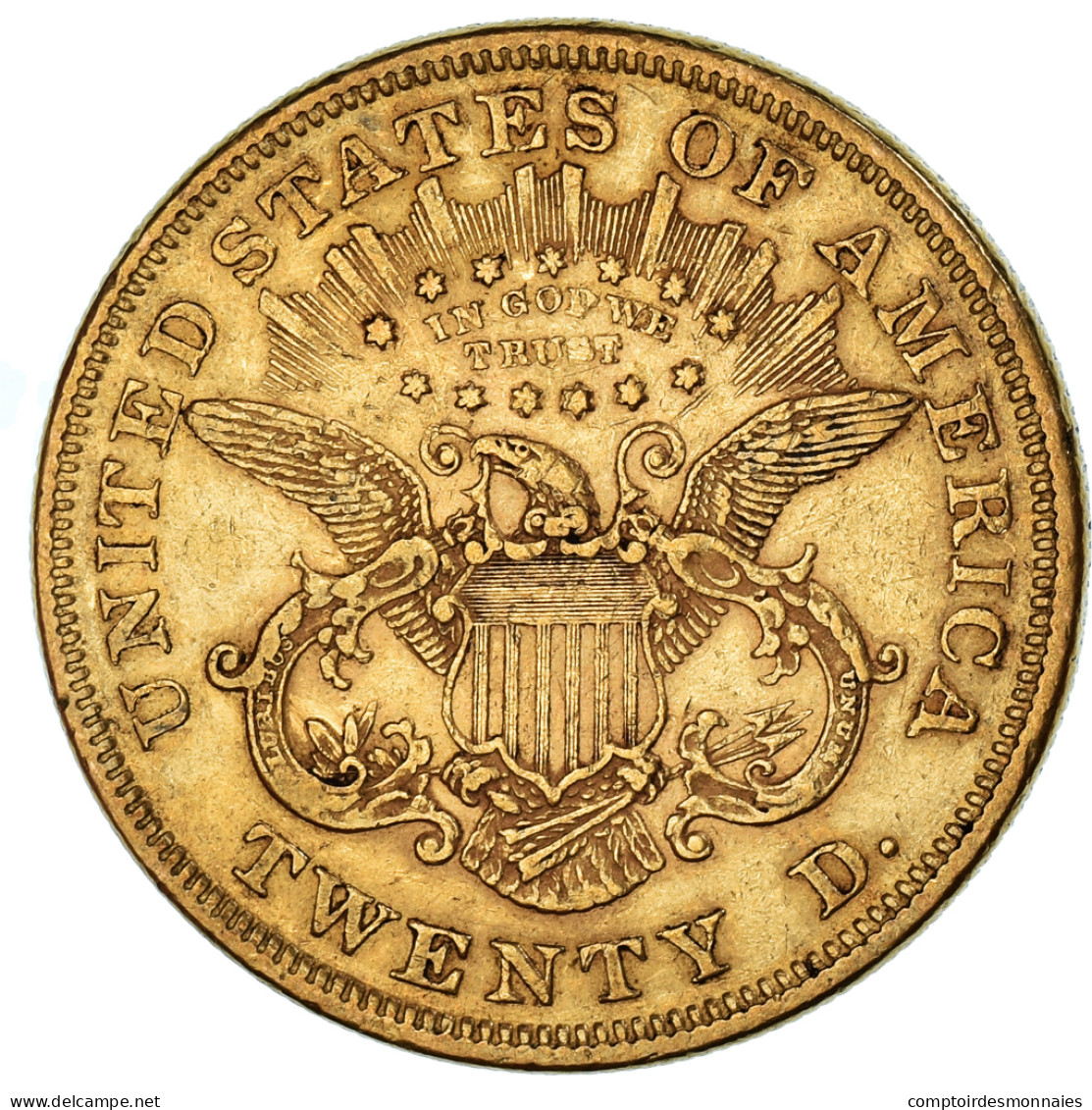 Monnaie, États-Unis, Liberty Head, $20, Double Eagle, 1875, U.S. Mint - 20$ - Double Eagle - 1877-1901: Coronet Head