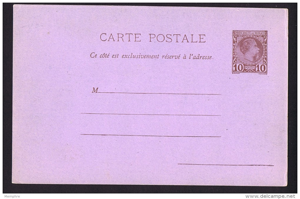 Charles III   Carte Postale 10 C.  Brun Sur Lilas Neuve  Maury 3 - Postal Stationery