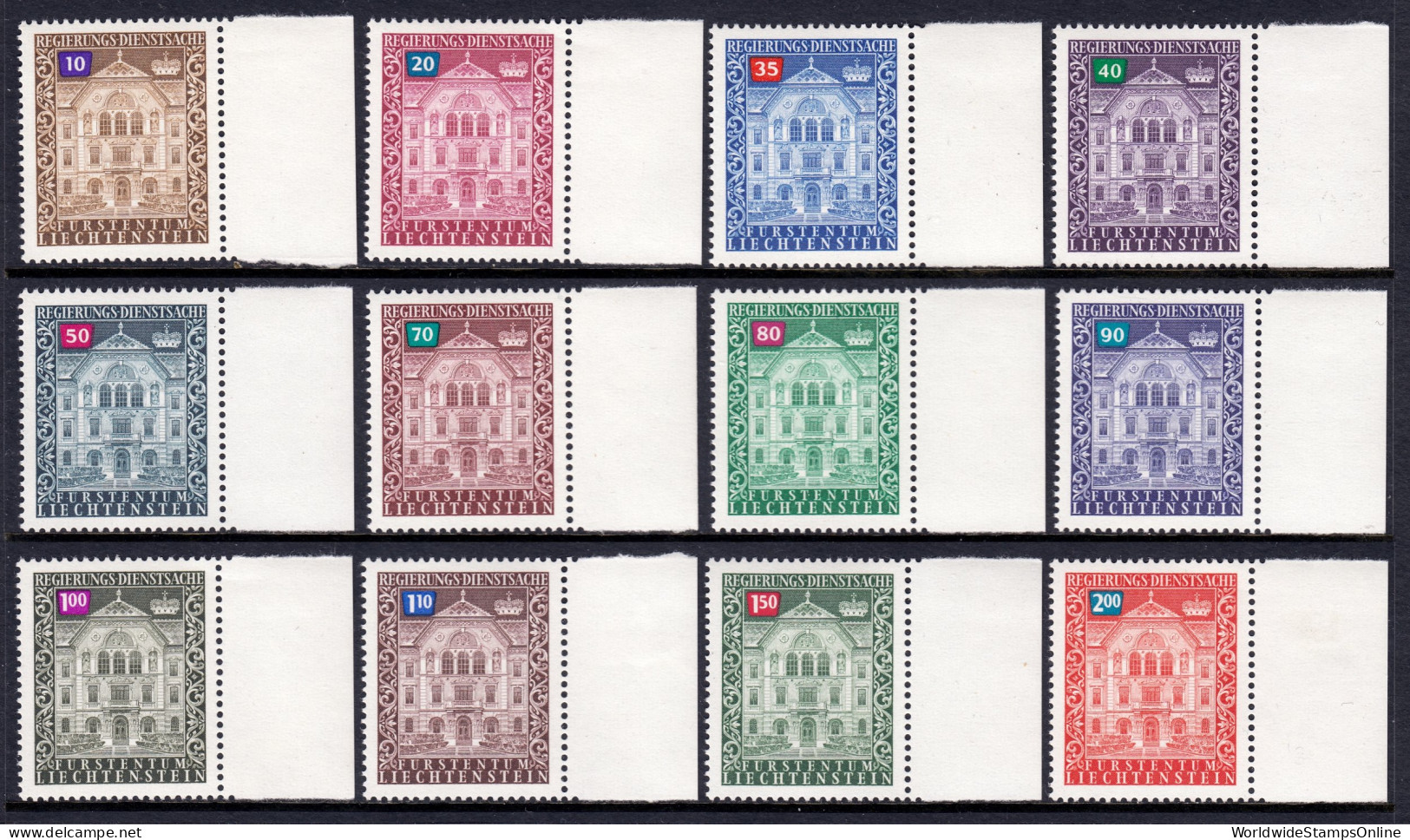 Liechtenstein - Scott #O59//O70 - MNH - Hinged In Selvage - SCV $7.80 - Service