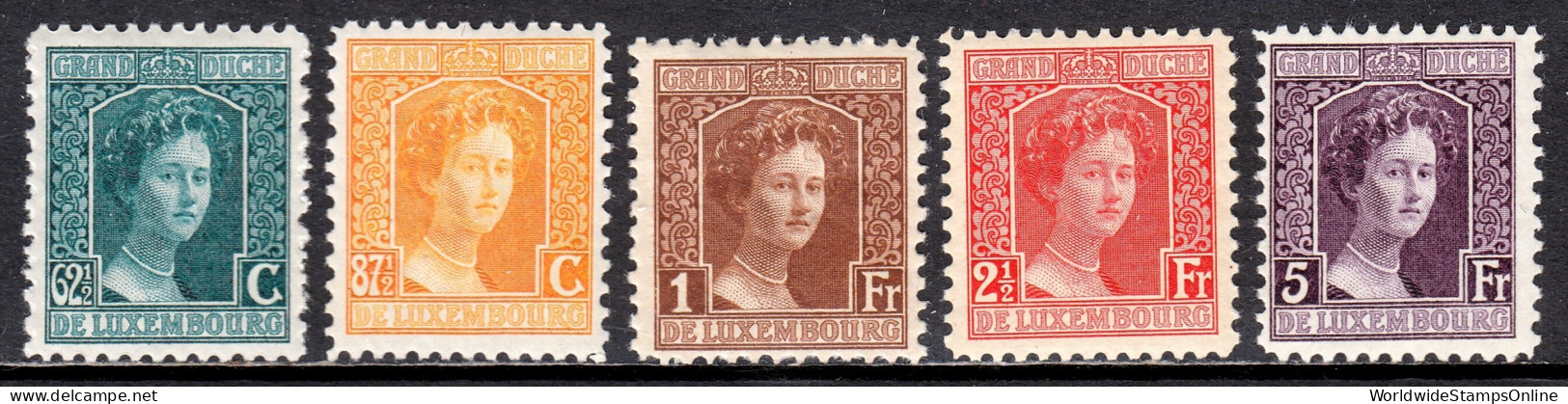 Luxembourg - Scott #107//111 - Short Set - MH - High Values - SCV $13 - 1914-24 Marie-Adélaïde