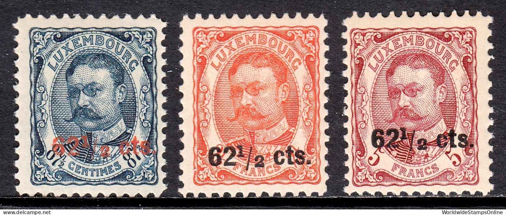 Luxembourg - Scott #94-96 - MNH/MH - #95 Is MH, Others MNH - SCV $12 - 1906 Guillermo IV