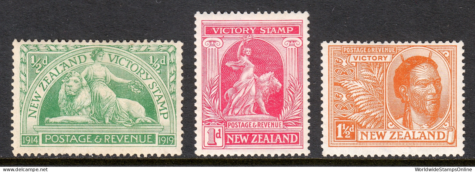 New Zealand - Scott #165, 166, 167 - MH - Short Perf #165 - SCV $11 - Ongebruikt