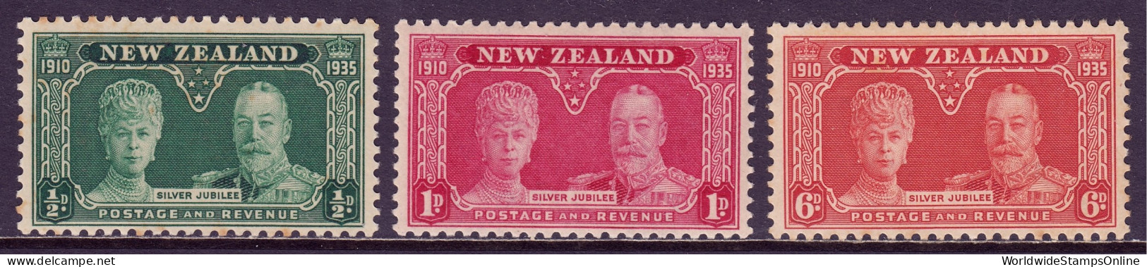 New Zealand - Scott #199-201 - MNH - Hvy Toning Spots #199, Gum Toning - SCV $29 - Unused Stamps