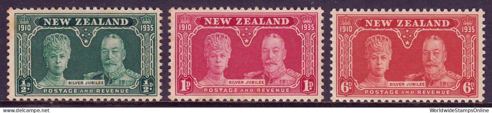 New Zealand - Scott #199-201 - MNH - Hvy Toning Spots #199, Gum Toning - SCV $29 - Unused Stamps