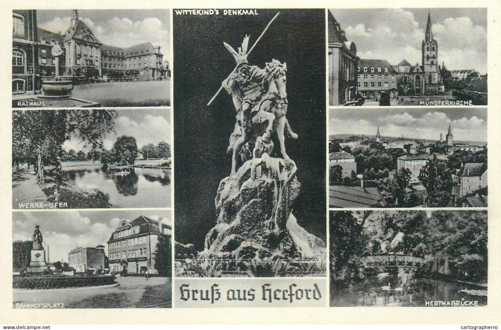 Germany Gruss Aus Herford Wittekind's Denkmal Multi View - Herford