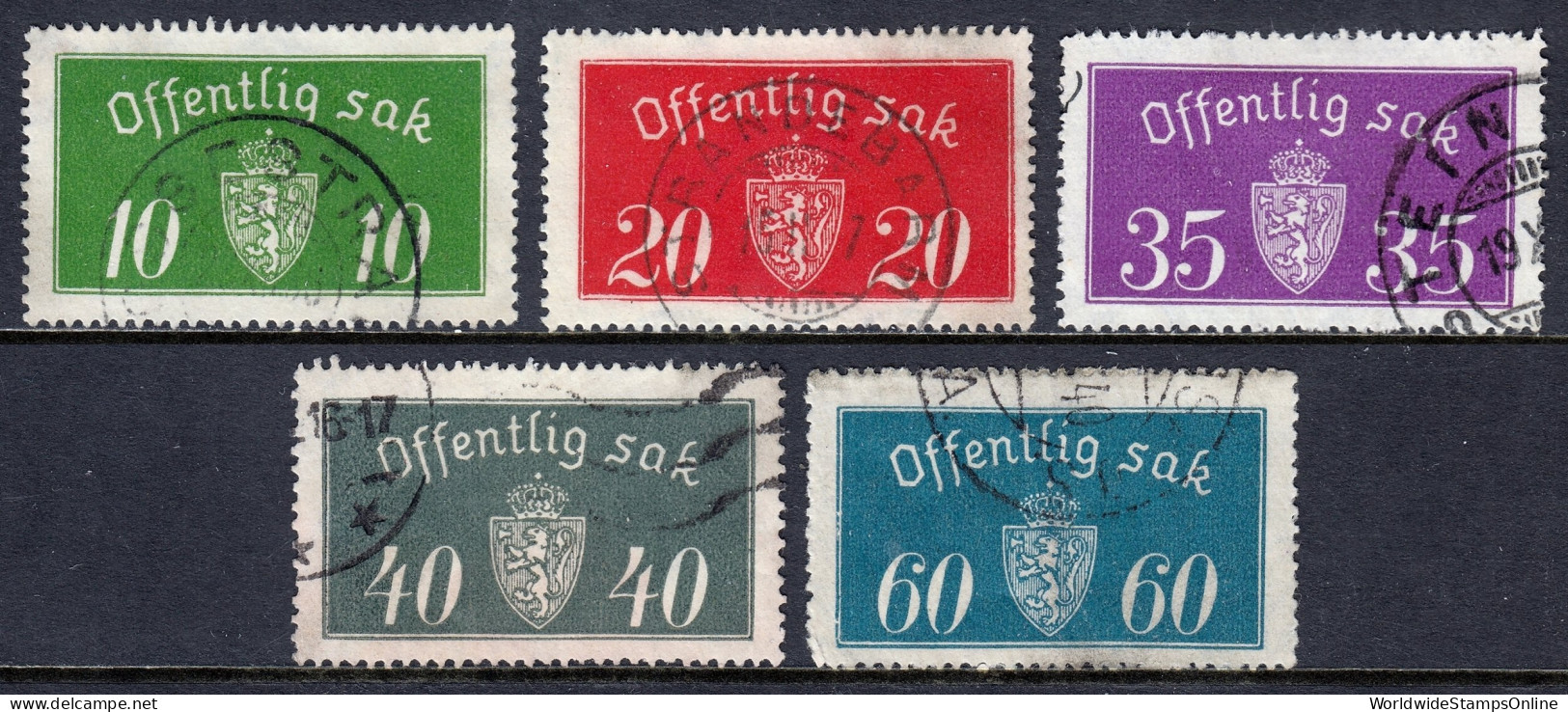 Norway - Scott #O12a//O19a - Short Set - Used - Rnd. Cnr. #O19a - SCV $4.15 - Dienstmarken