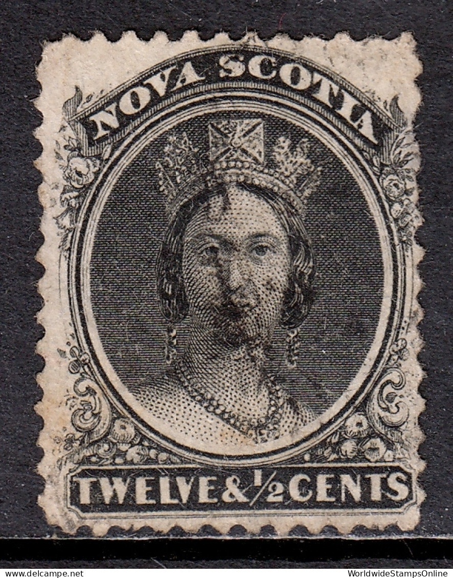 Nova Scotia - Scott #13 - Used - Sm. Thin/pulled Perf UR, Pencil/rev. - SCV $37 - Usati